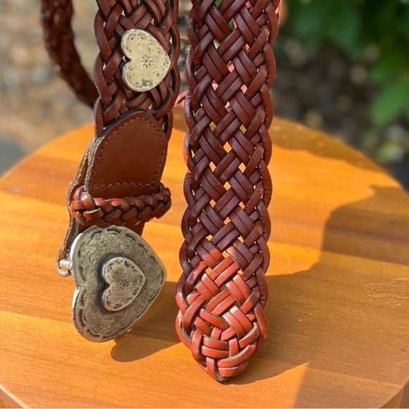 Saks Leather Woven Belt Brown Size Large Great Condition - Picture 5 of 7